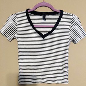 Forever 21 white and black stripe top